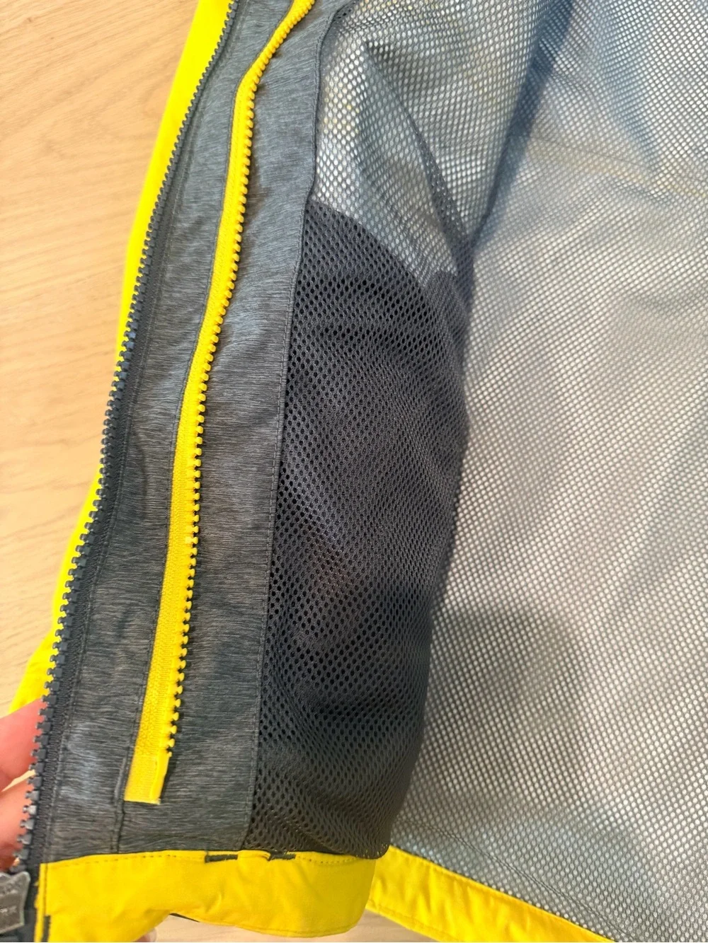 The North Face 3 in 1 Yellow and Gray Hooded Jacket